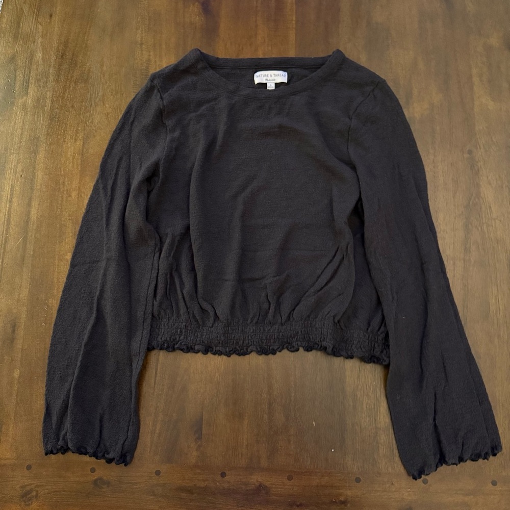 Madewell Texture‎ and Thread Black Textured Blouse